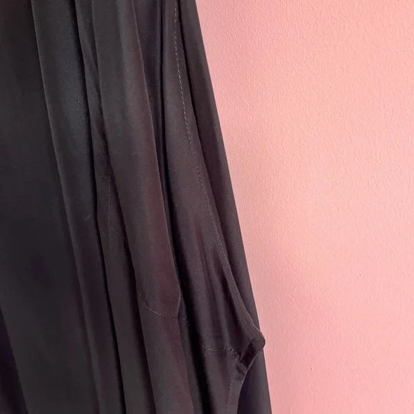 Natalie Martin Silk Dress Black Caftan Maxi Medium Pockets Vacation - Picture 3 of 7